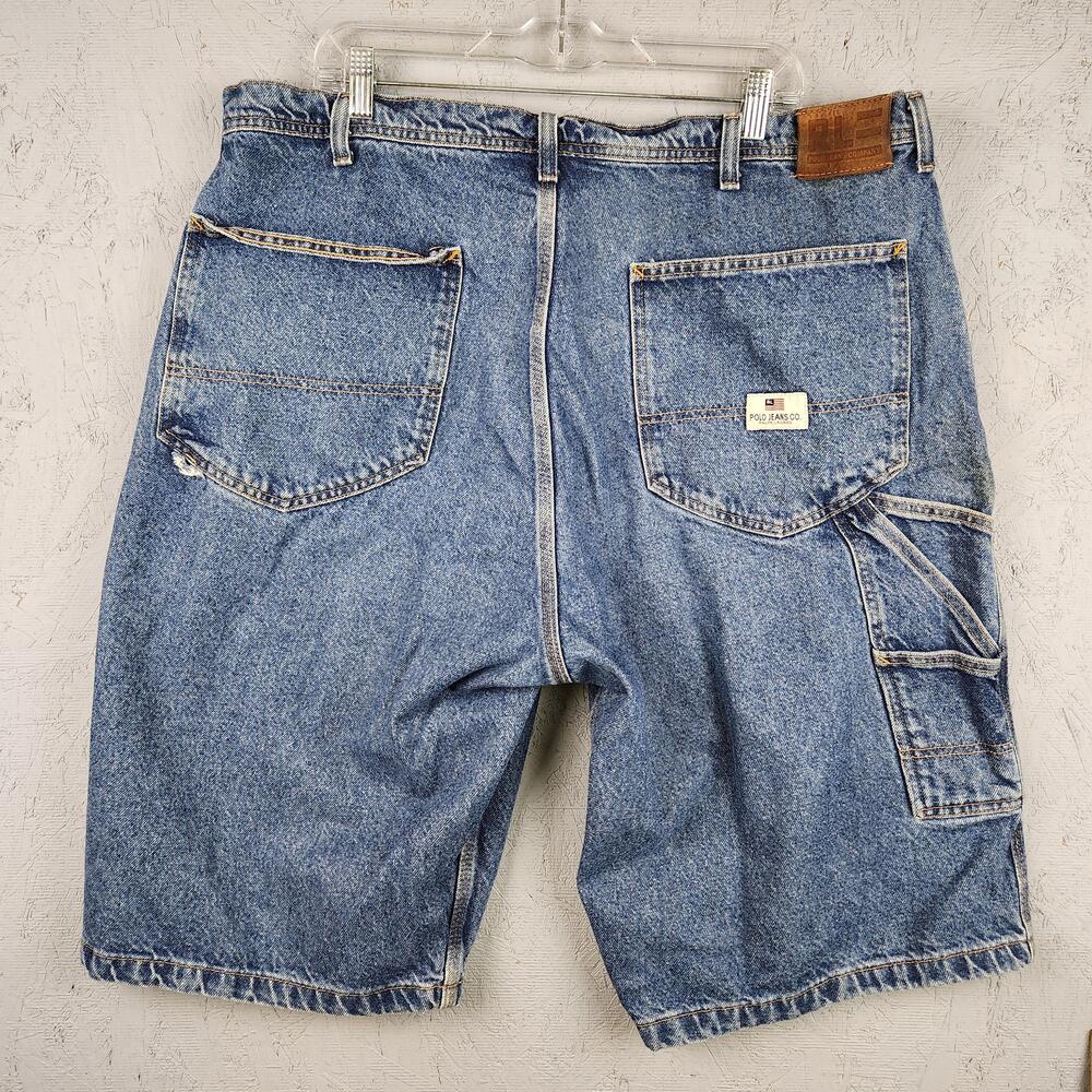 Ralph Lauren Polo Jeans Co Shorts Mens 38 Blue Carpenter Utility Baggy Wide Leg